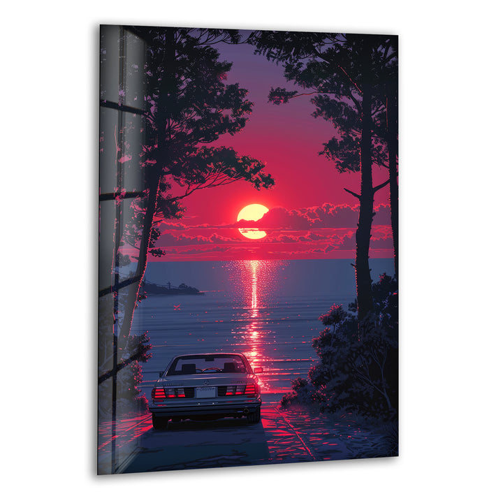 Pink Sunset View Glass Wall Art glass image printing, glass prints from photos
