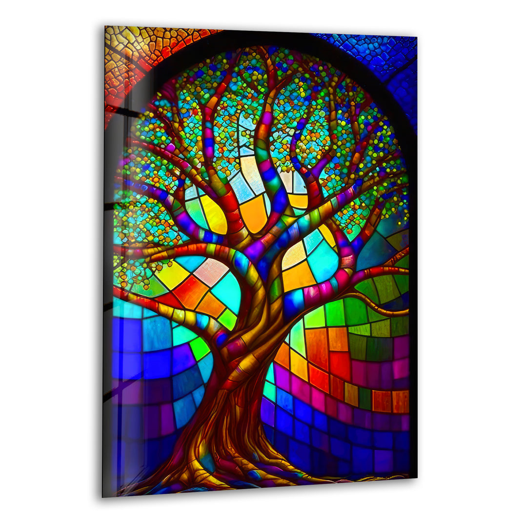 Stained Window Tree Glass Wall Art stained glass wall art, stained glass wall decor