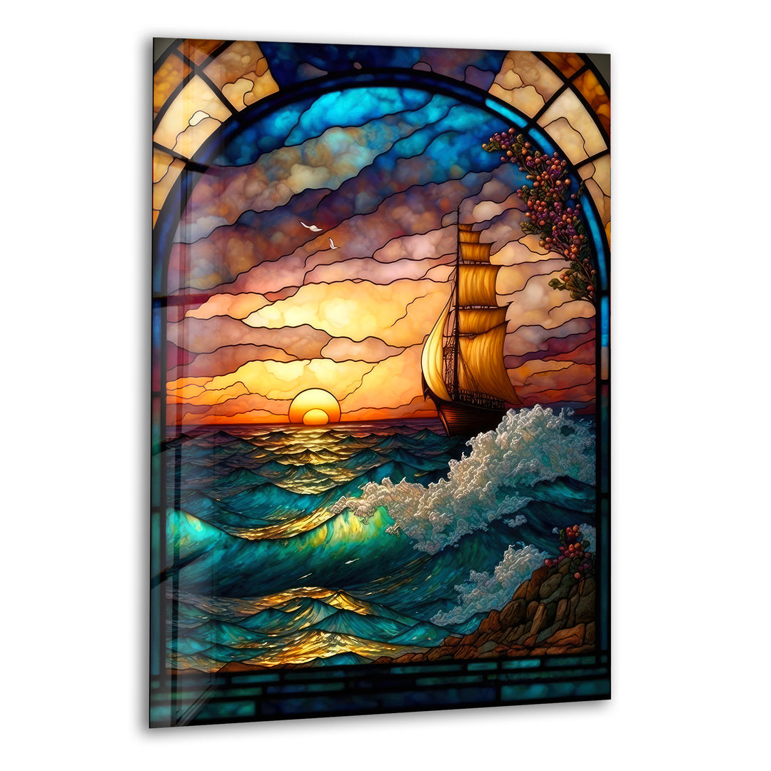 Stained Sea View Glass Wall Art glass photo prints, glass picture prints