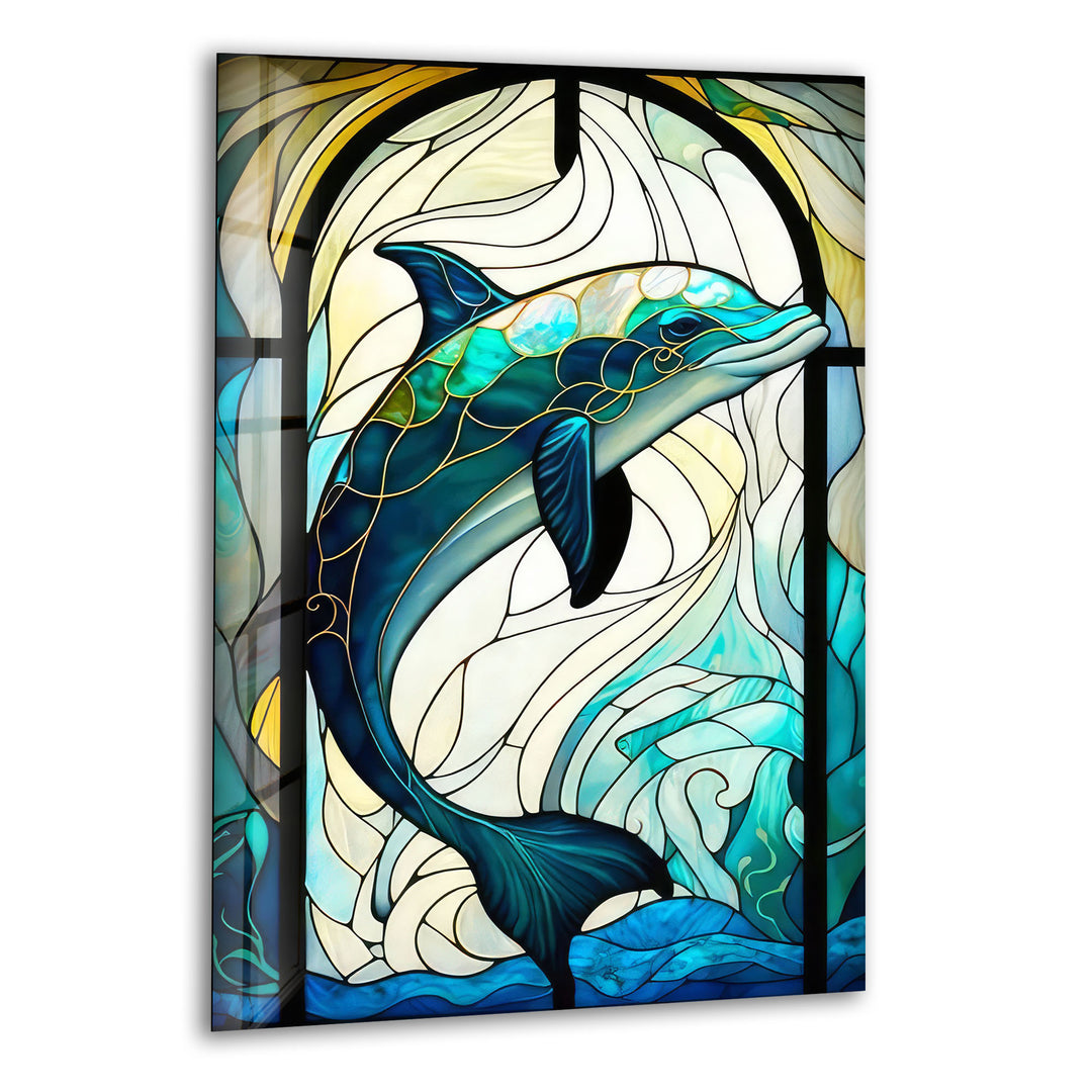 Diamond Dolphin Glass Wall Art glass pictures for Wall, glass prints wall art