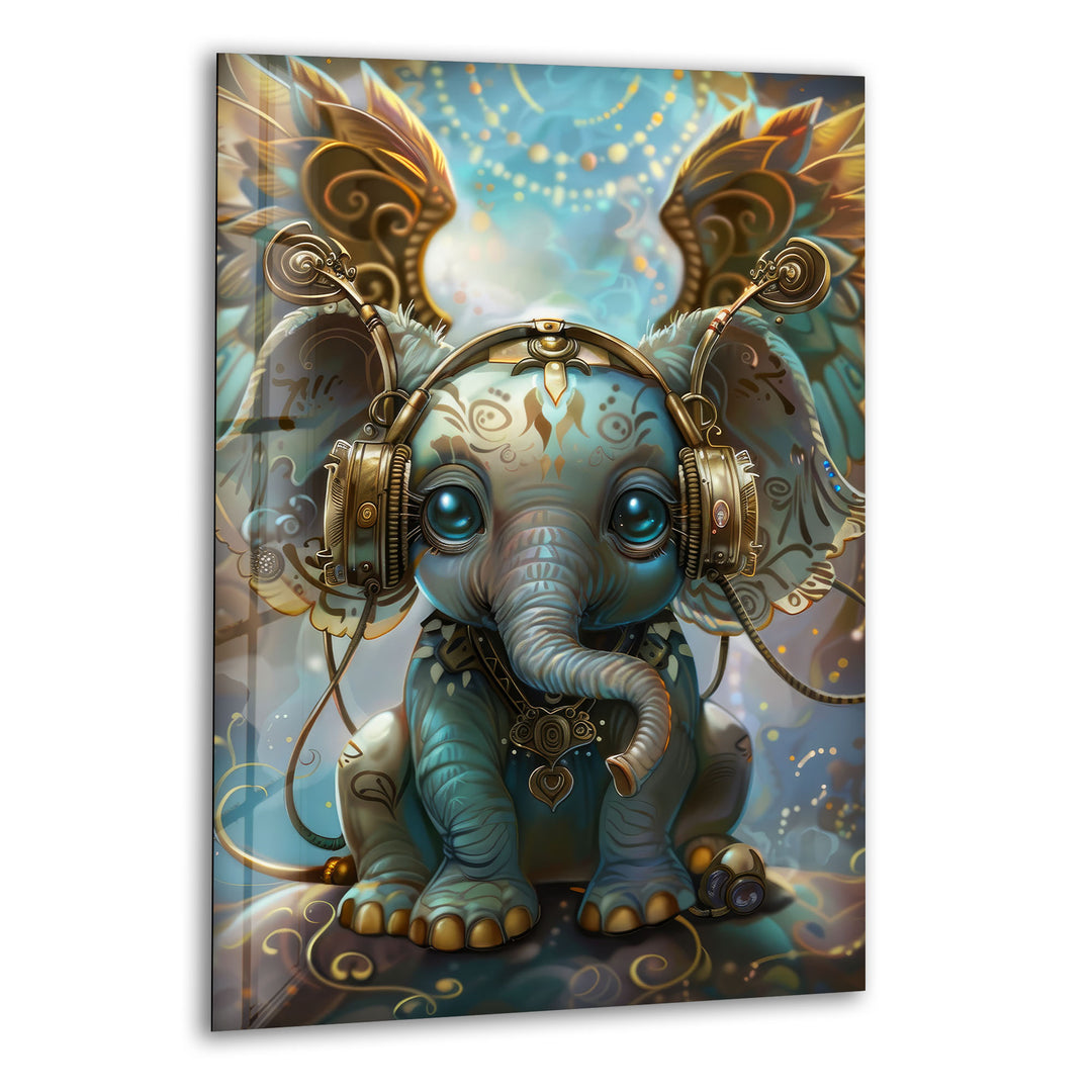 Baby Elephant Glass Wall Art glass art painting, glass art for the Wall