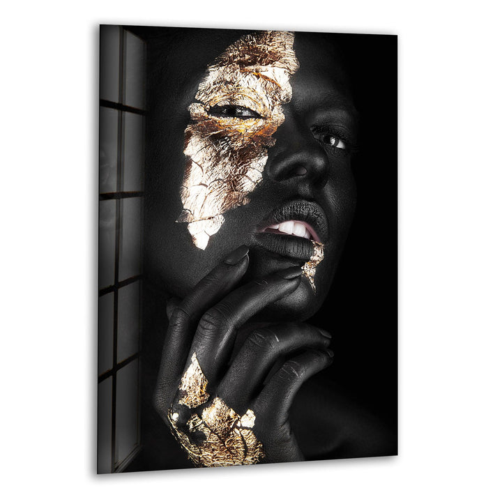 Gold & Black Woman Portrait Glass Photo Prints & Cool Abstract