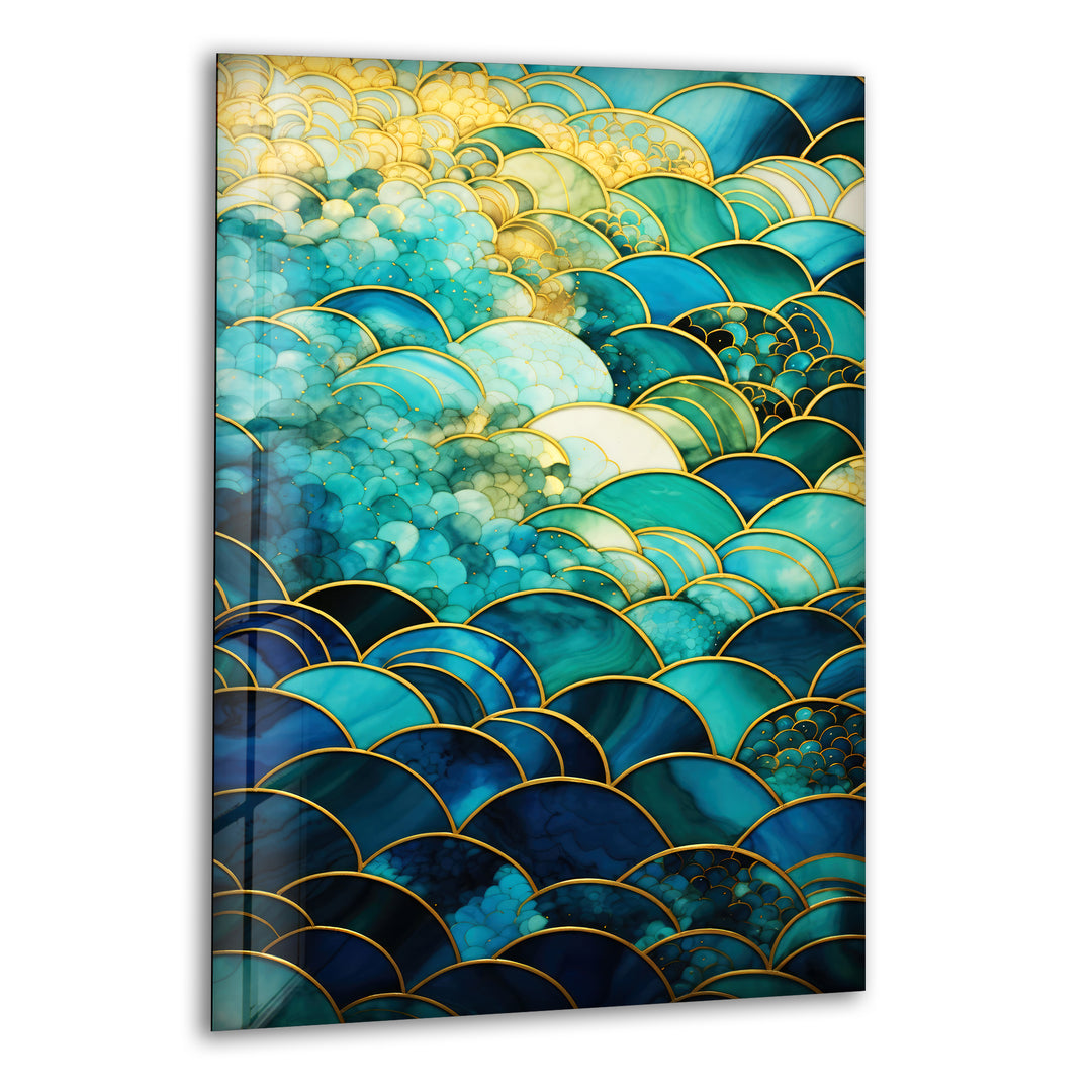 Stained Green and Gold Glass Wall Art Glass Printing Wall Art, Print photos on glass