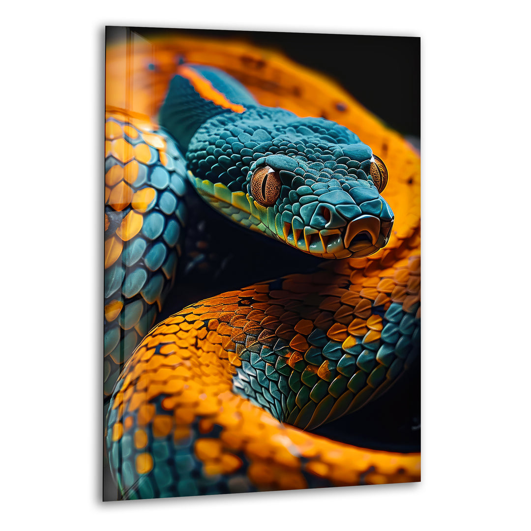 Portrait of Snake Glass Wall Art picture on glass wall art, photos printed on glass