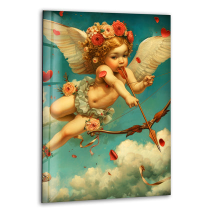 White Baby Eros Picture on Glass | Elegant Wall Art