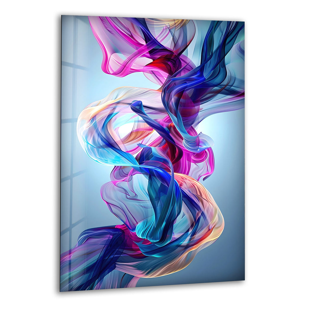 Colored Pink and Blue Fractal Glass Wall Art Glass Printing Wall Art, Print photos on glass
