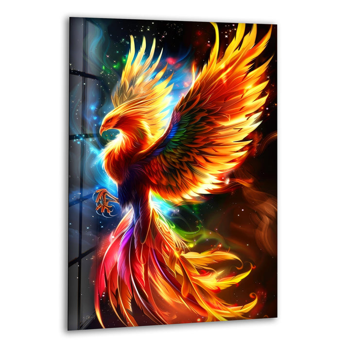 Majestic Phoenix Glass Wall Art glass art painting, glass art for the Wall