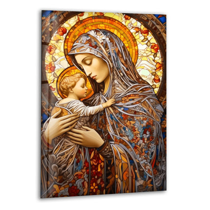 Jesus and Virgin Mary Glass Wall Art