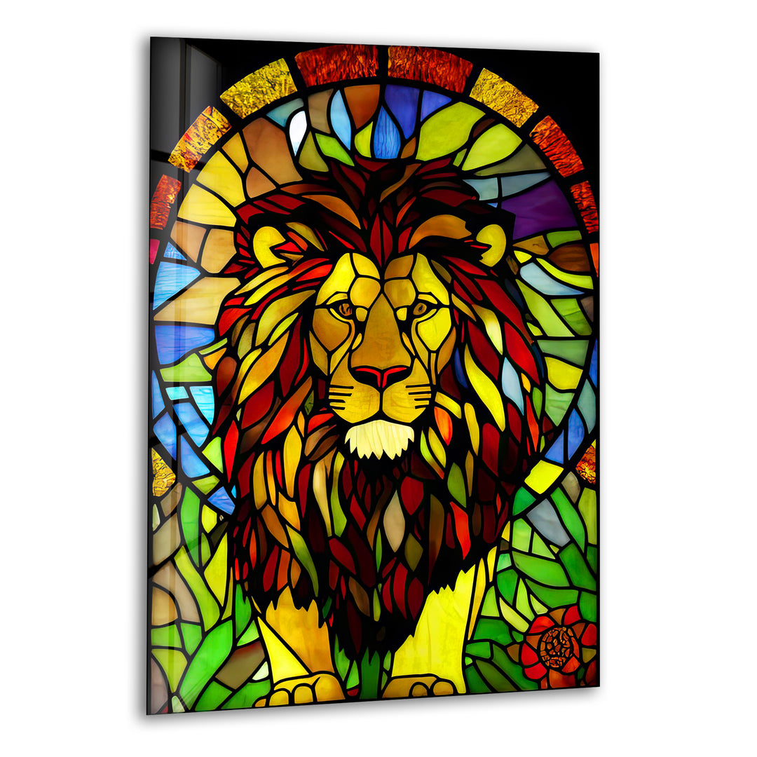 Stained Lion Glass Wall Art             glass wall decor, glass wall art decor