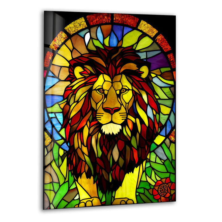 Stained Lion Glass Wall Art             glass wall decor, glass wall art decor