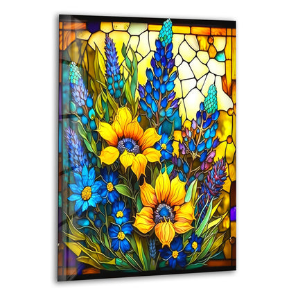 Stained Sunflower Glass Wall Art