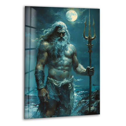 Poseidon Glass Wall Art print picture on glass, Tempered Glass Wall Art
