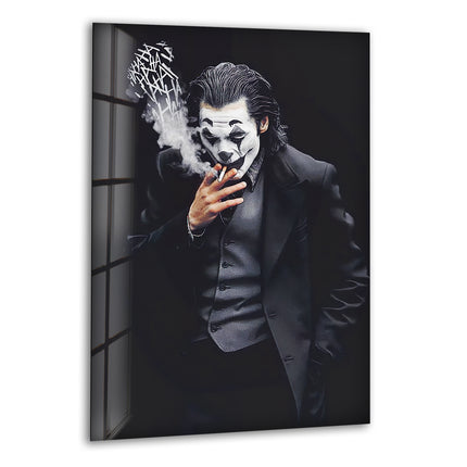 Smoking Joker Glass Wall Art print picture on glass, Tempered Glass Wall Art
