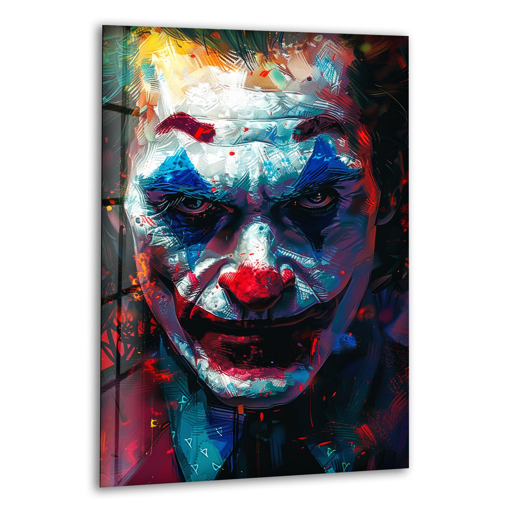 Oil Painting Joker Portrait Glass Wall Art glass image printing, glass prints from photos
