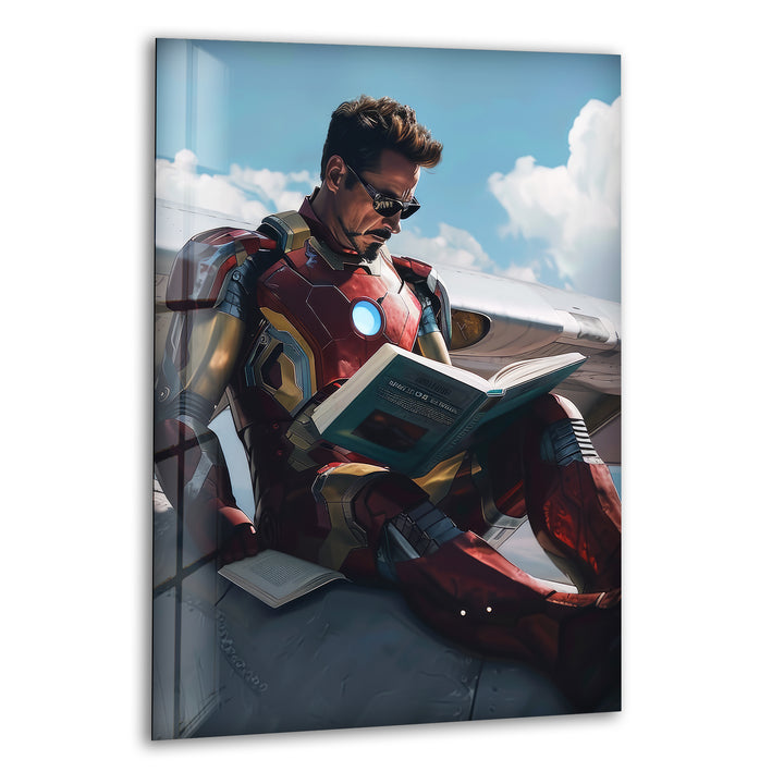 Iron Man Reading Glass Wall Art glass art painting, glass art for the Wall
