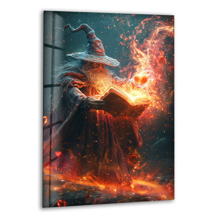 Wizard Casting a Spell Glass Photo Prints for Walls