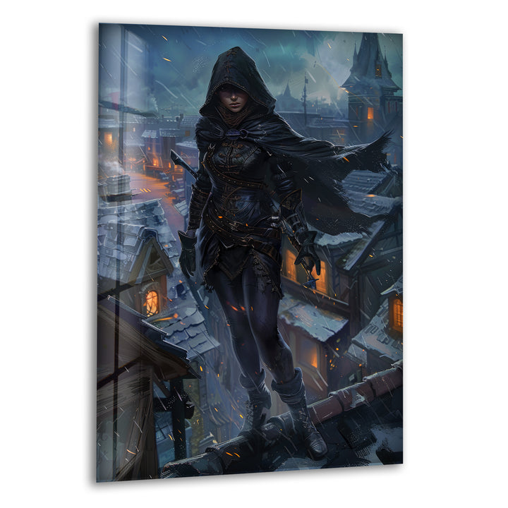 Woman in a Black Cape Picture on Glass Collections