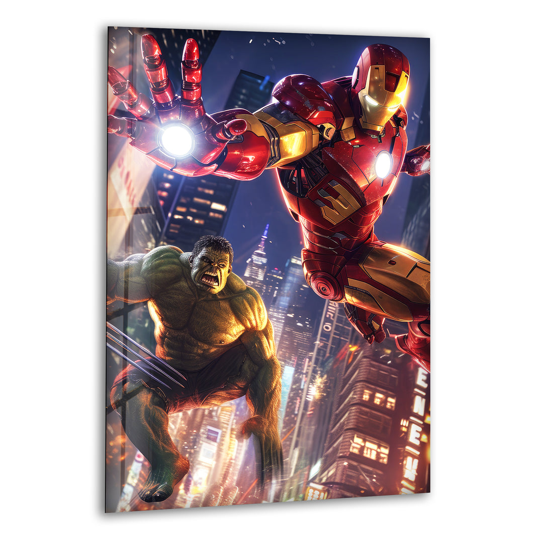 Hulk and Iron Man Glass Wall Art Glass Printing Wall Art, Print photos on glass
