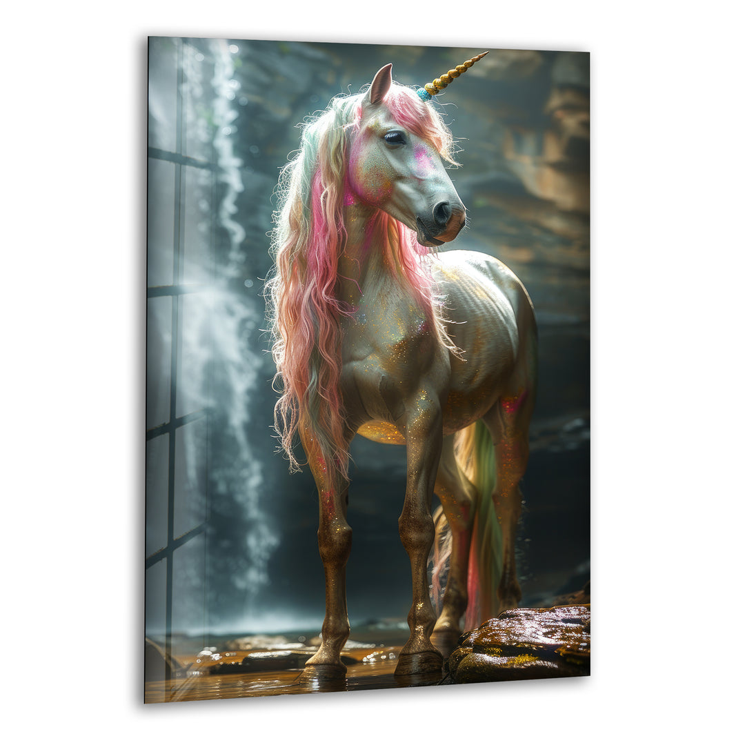 Beautiful Unicorn Glass Wall Art, print on glass, glass printed photos