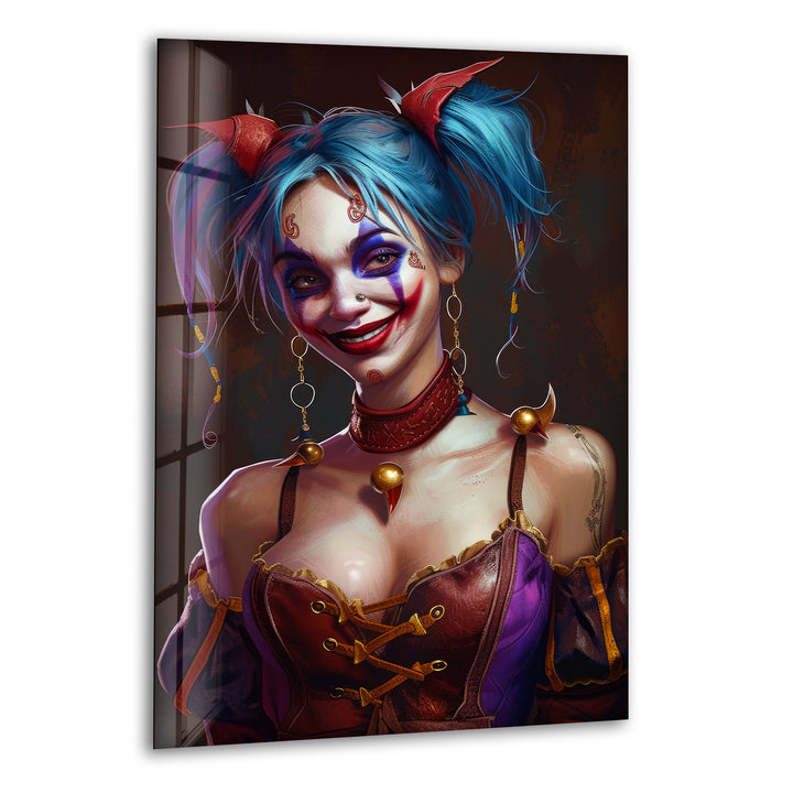 Harley Quinn Glass Wall Art for Home Decor 