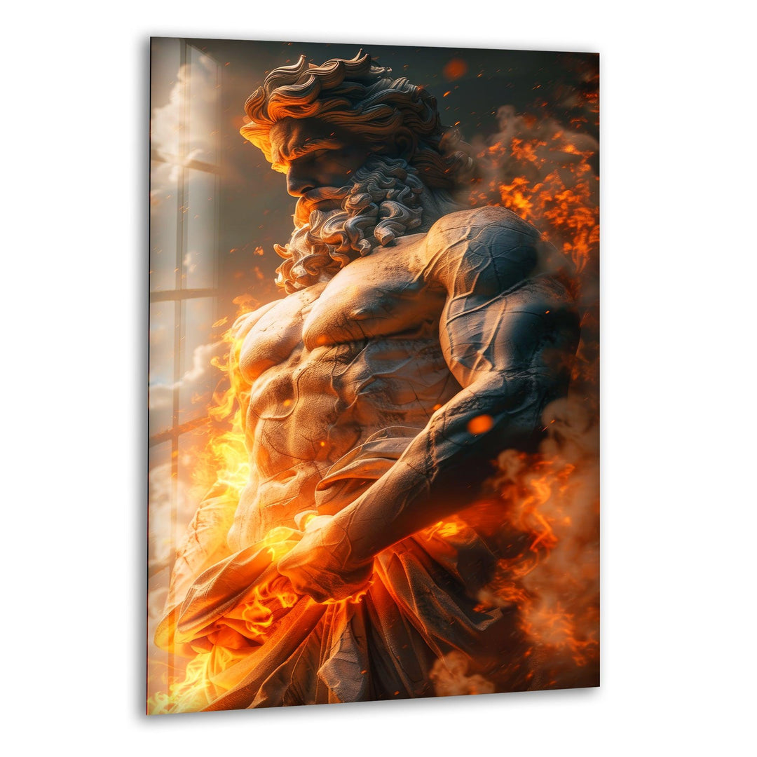 Zeus Glass Wall Art print picture on glass, Tempered Glass Wall Art
