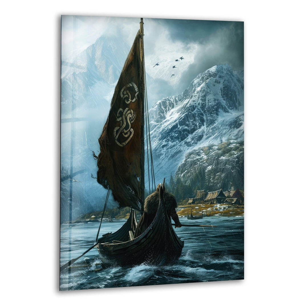 Vikings Ship Glass Wall Art Glass Printing Wall Art, Print photos on glass
