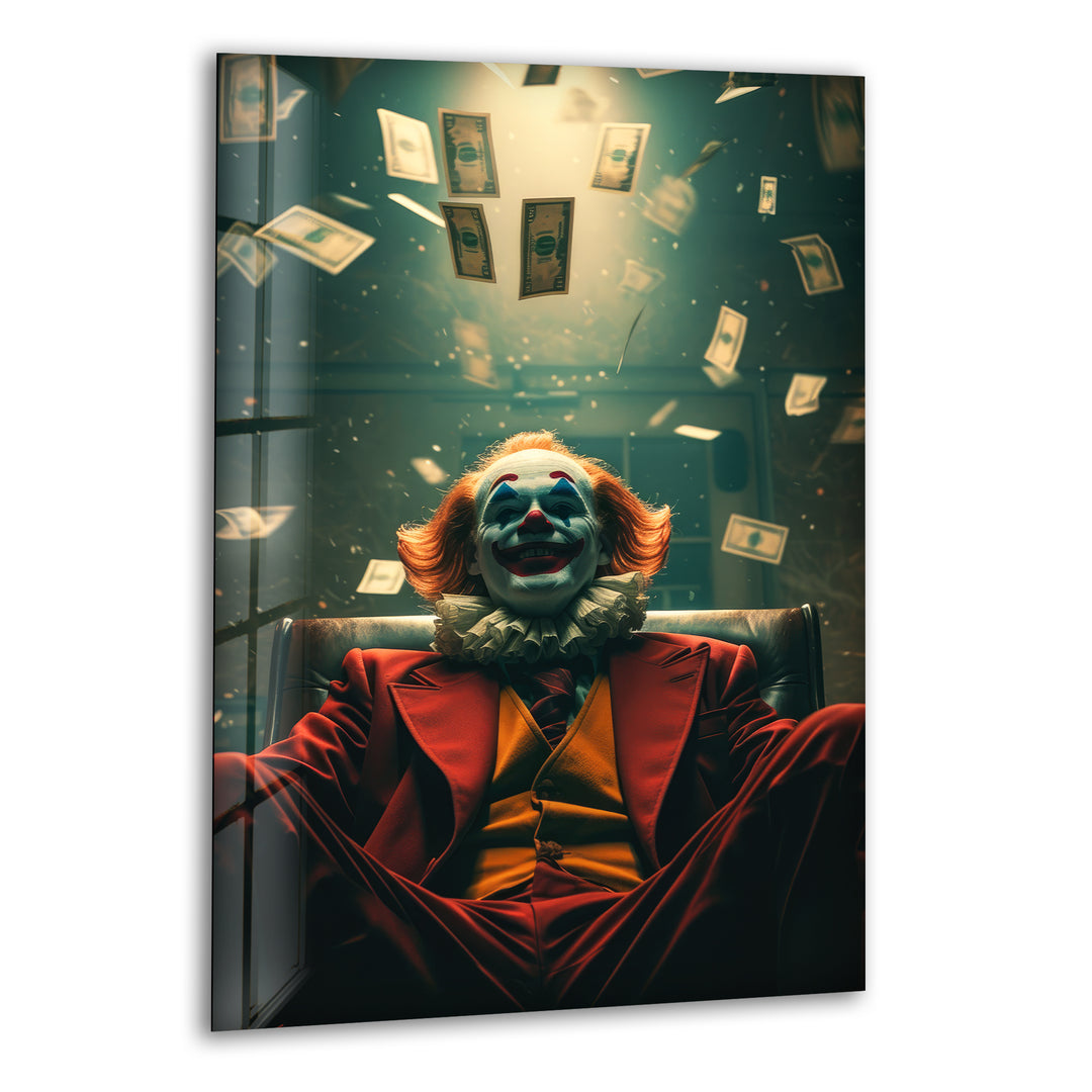 Joker Money Glass Wall Art print picture on glass, Tempered Glass Wall Art
