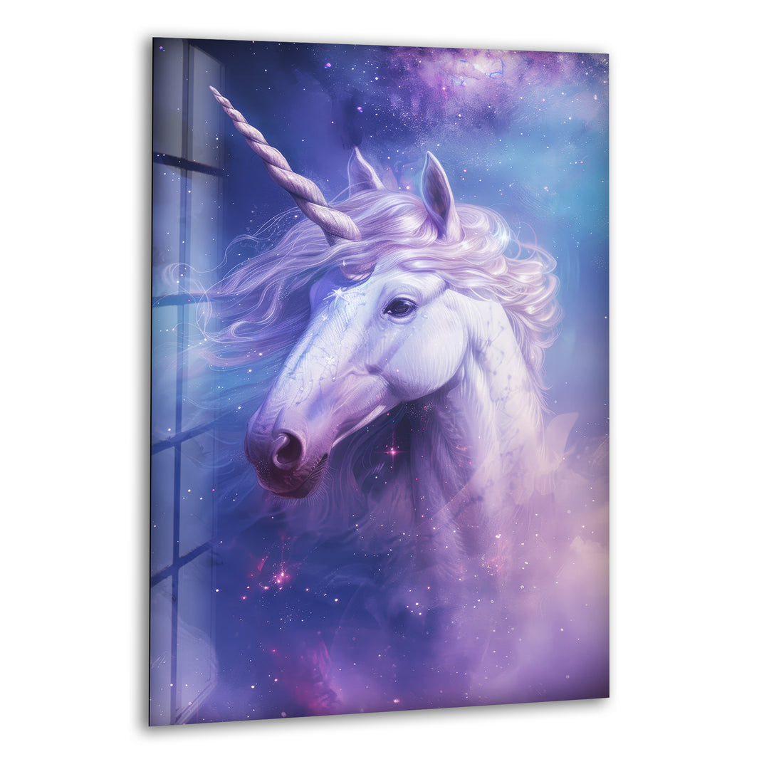 Lilac Unicorn Glass Wall Art, print picture on glass,Tempered Glass Wall Art