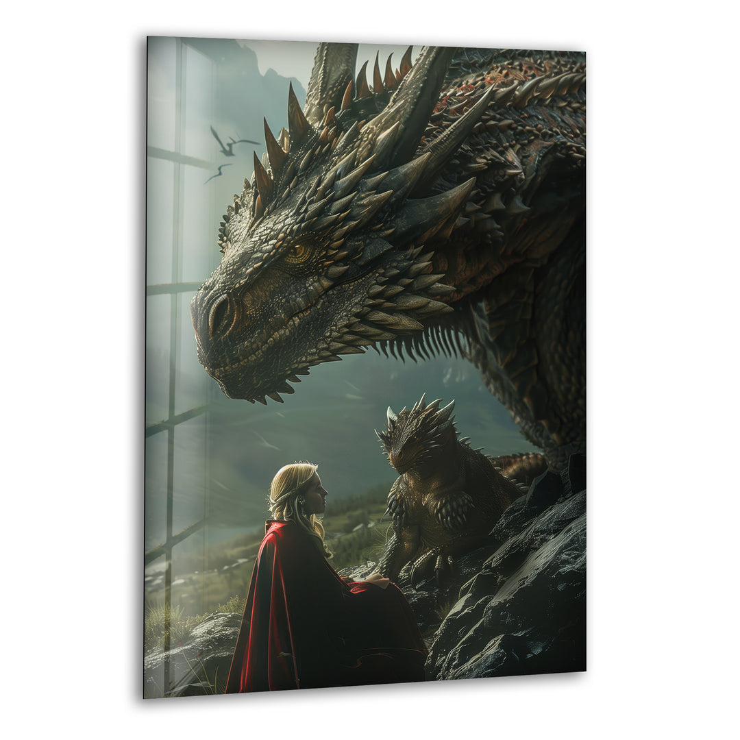 Daenerys Targaryen And Dragon Glass Wall Art Decor