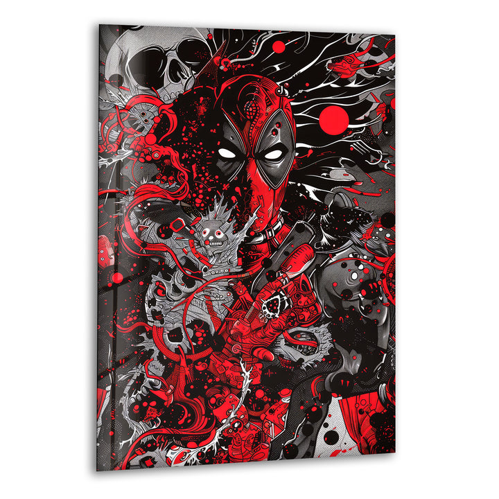 Illustration of Deadpool Glass Wall Art custom glass photo prints, large glass prints
