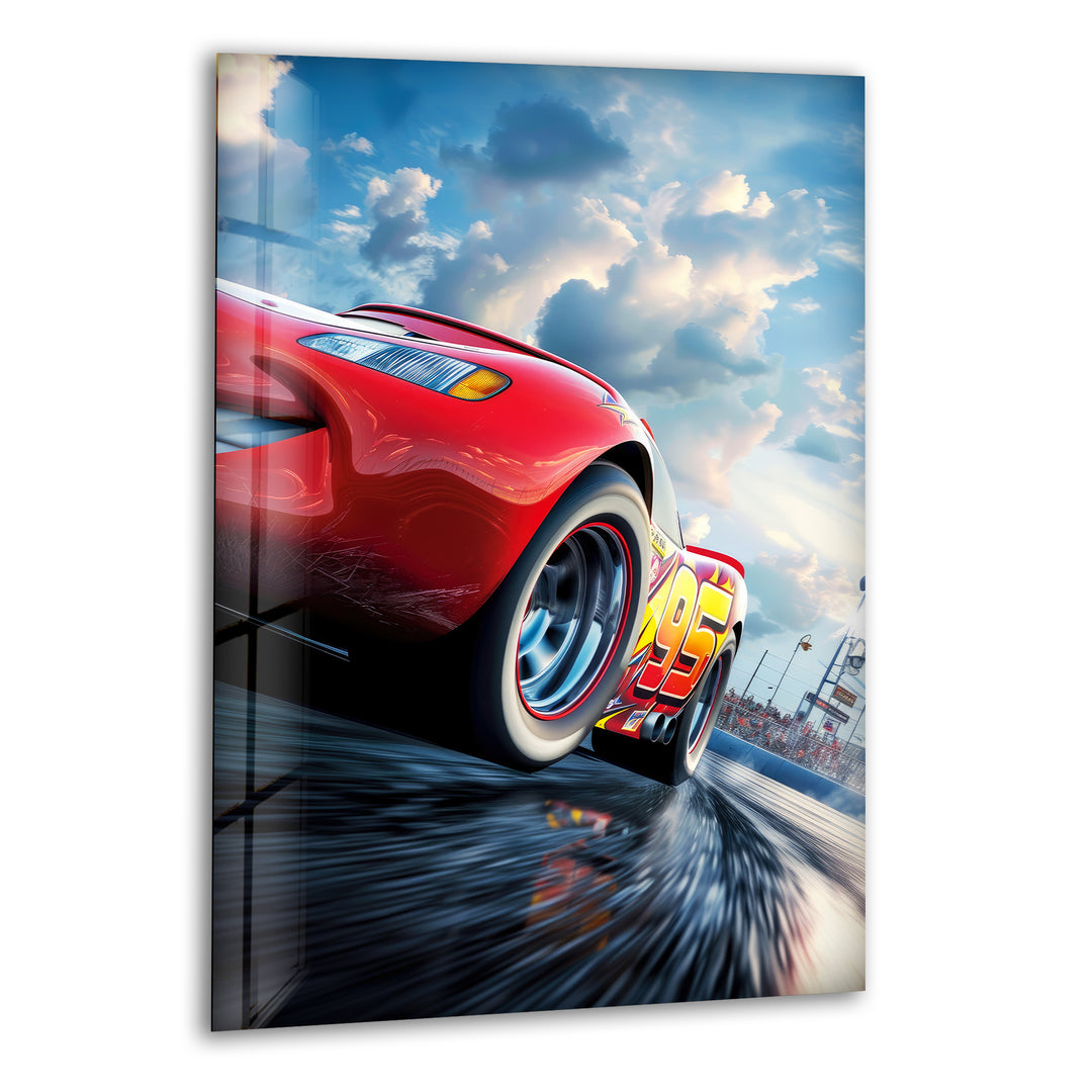 Lightning Mcqueen Glass Wall Art glass art painting, glass art for the Wall
