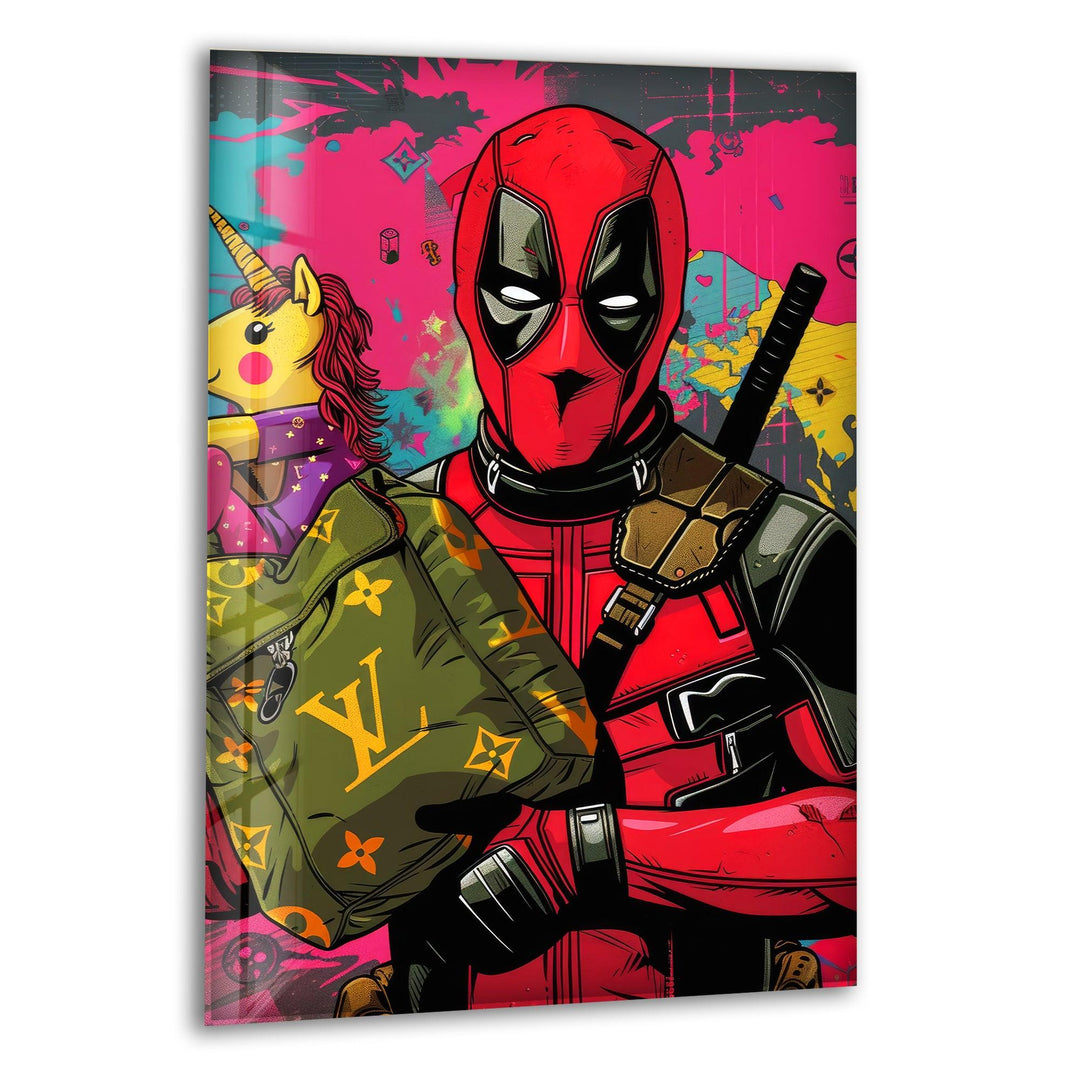 Deadpool & Unicorn Glass Wall Art,print picture on glass,Tempered Glass Wall Art