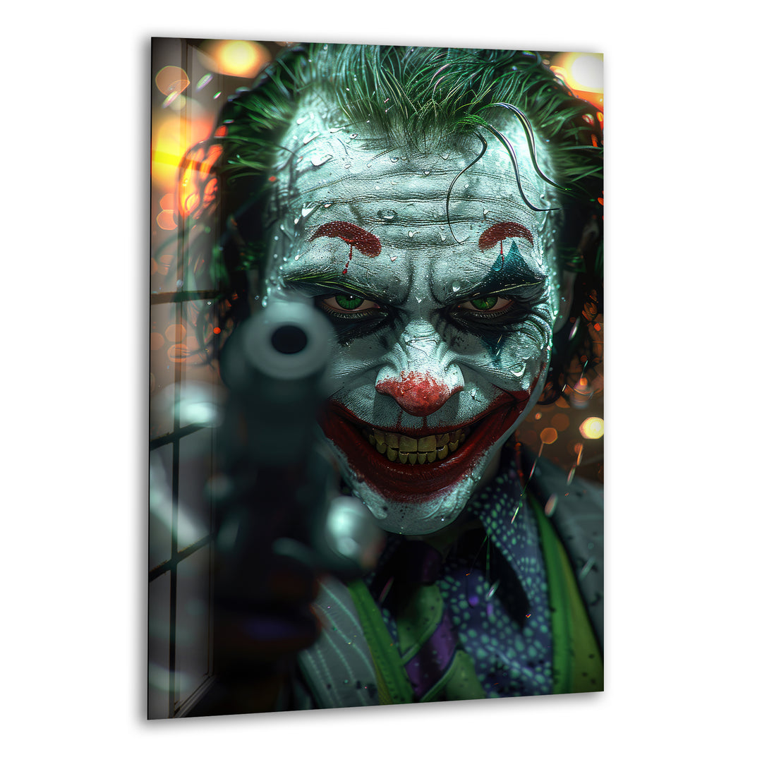 Joker Portrait Glass Wall Art custom glass pictures, glass art prints
