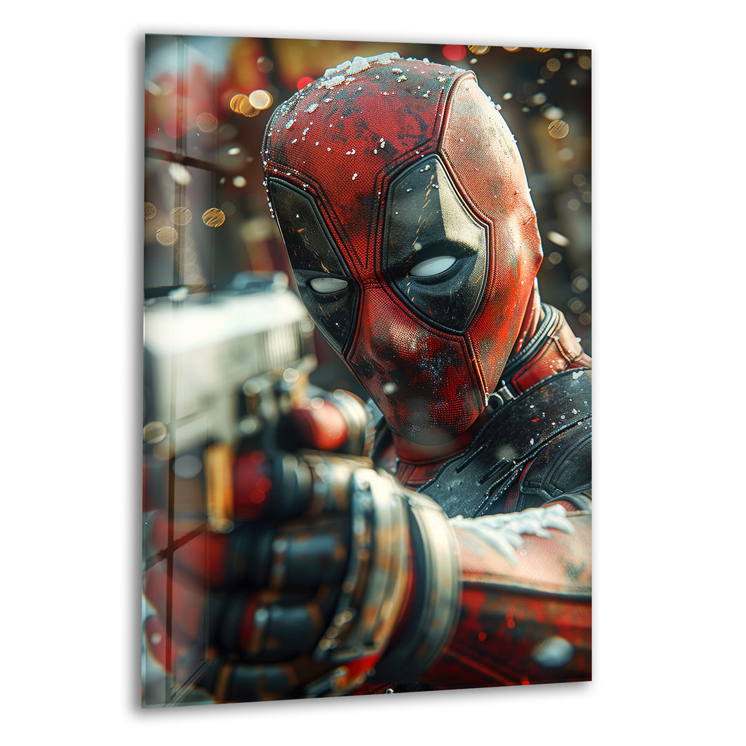 Deadpool Glass Wall Art glass photo prints, glass picture prints
