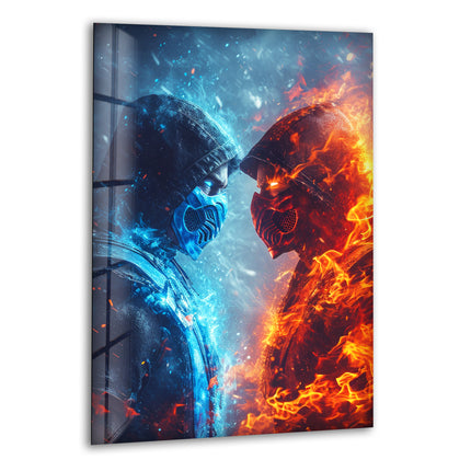 Mortal Kombat Sub Zero vs Scorpion Glass Wall Art