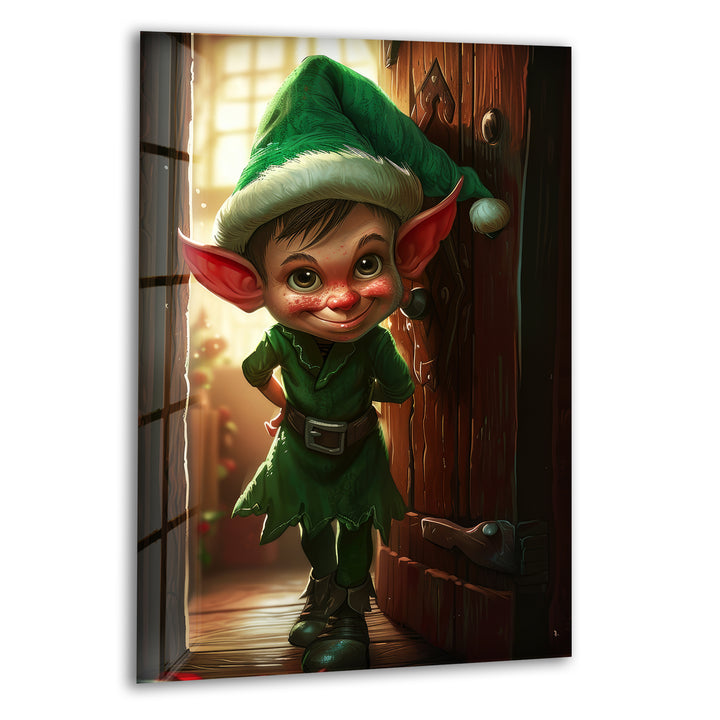 Noel Elf Home Glass Wall Decor | Glass Art Paintings