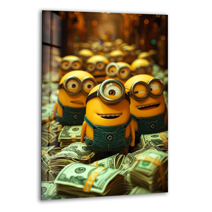 Minions Money Glass Wall Art Glass Printing Wall Art, Print photos on glass
