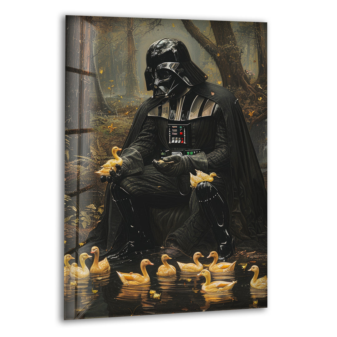 Darth Vader Playing with Ducks Glass Wall Art, print on glass, glass printed photos