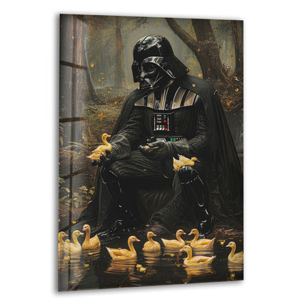 Darth Vader Playing with Ducks Glass Wall Art, print on glass, glass printed photos