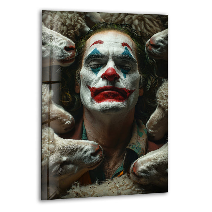 Joker and Sheeps Glass Wall Art glass image printing, glass prints from photos
