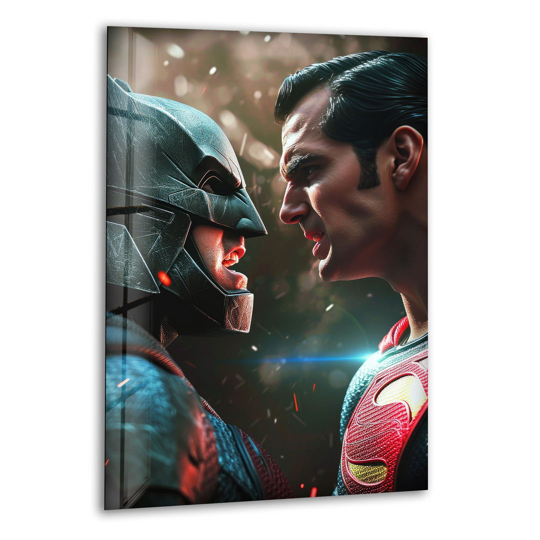 Superman vs Batman Glass Wall Art, print picture on glass, Tempered Glass Wall Art