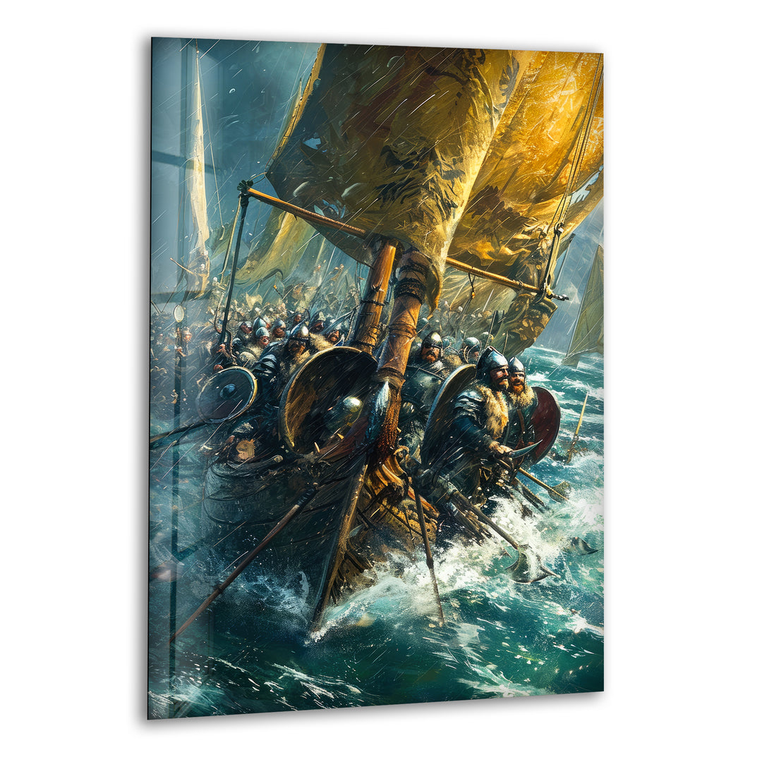 World of Sea Battle Glass Wall Art glass image printing, glass prints from photos
