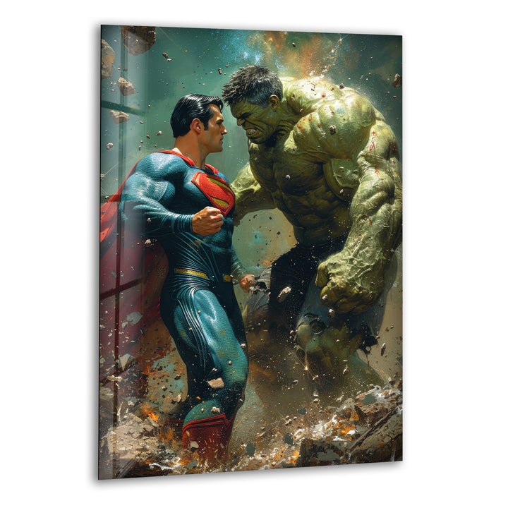 Hulk vs Superman Glass Wall Art, print on glass, glass printed photos