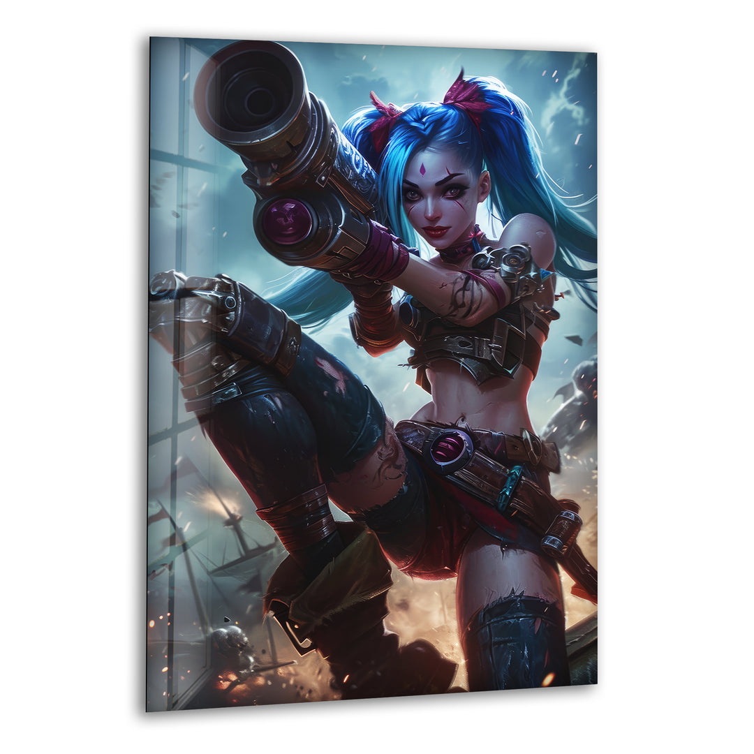 League Of Legends Jinx Glass Wall Art