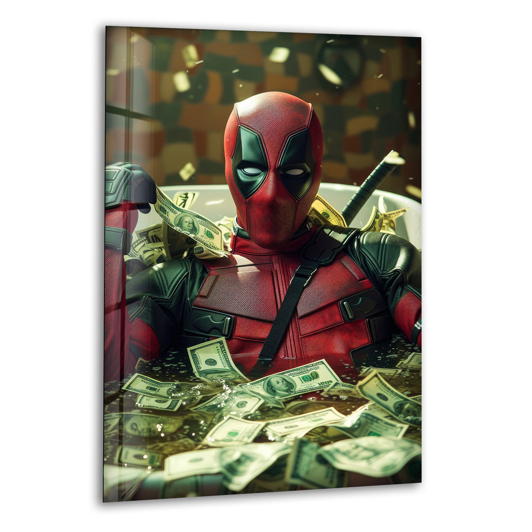 Marvel Deadpool Dollars Glass Wall Art Glass Printing Wall Art, Print photos on glass
