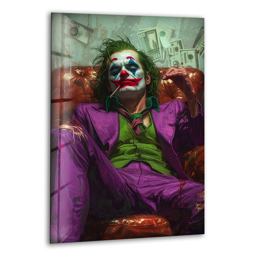 Joker in the Throne Glass Wall Art, print on glass, glass printed photos