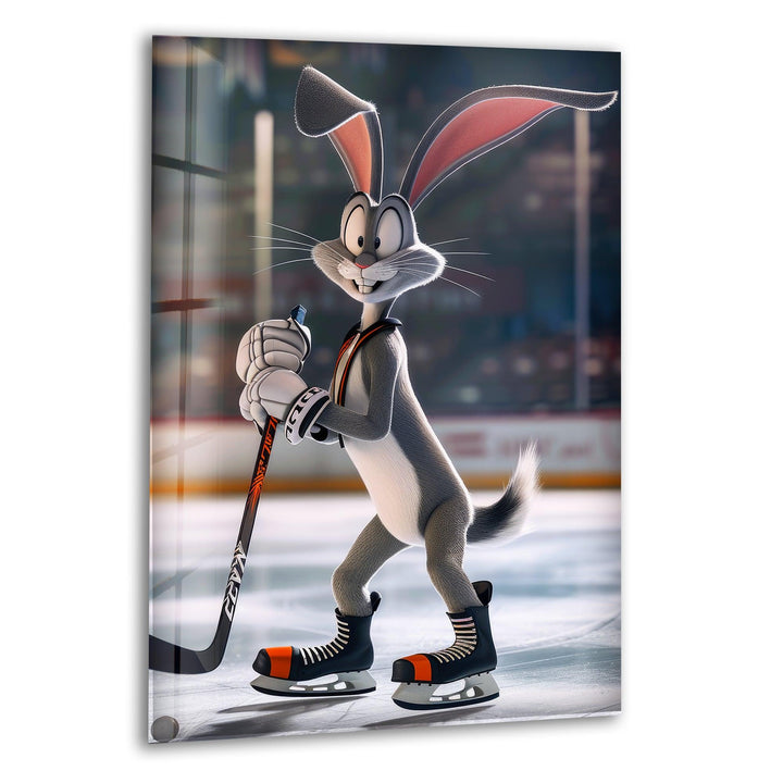 Bugs Bunny Ice Hockey Glass Photos for Wall Decor