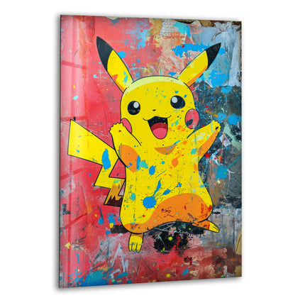 Pikachu Glass Wall Art glass wall decor, glass wall art decor
