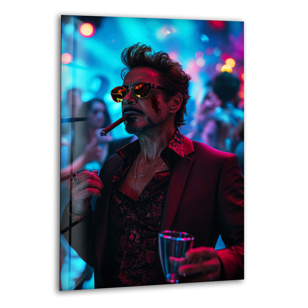 Tony Stark Glass Wall Art, print on glass, glass printed photos