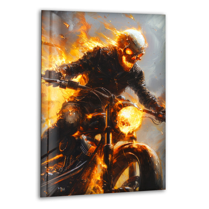 Ghost Rider Glass Wall Art custom glass pictures, glass art prints
